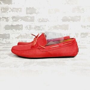 NEW Mercanti Fiorentini Red Leather Driving Loafers Slip On Shoes F742